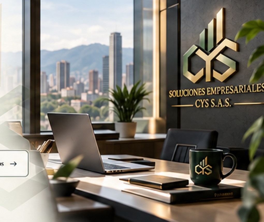 Concepto visual de oficina y marca CYS